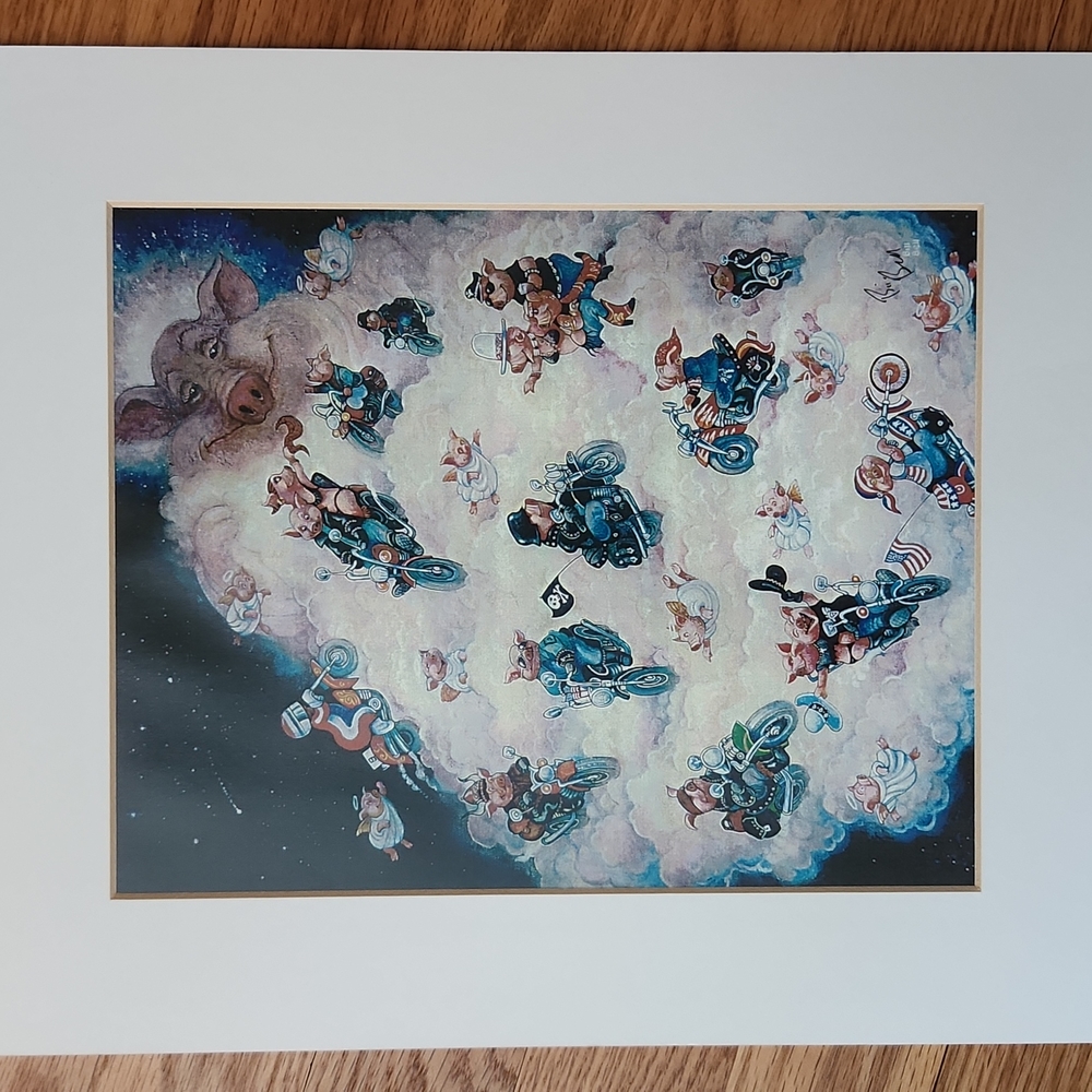 Bill Bell Motorcycle Pigs framed print